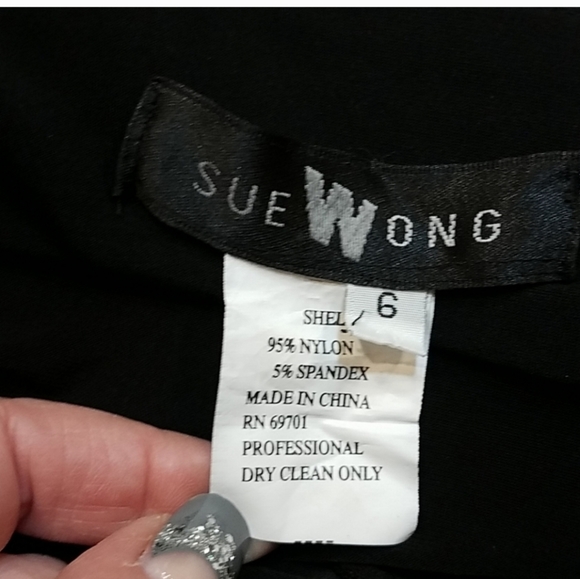 Sue Wong Long Sleeves Open Back Black Mini Cocoktail Dress - Picture 14 of 15